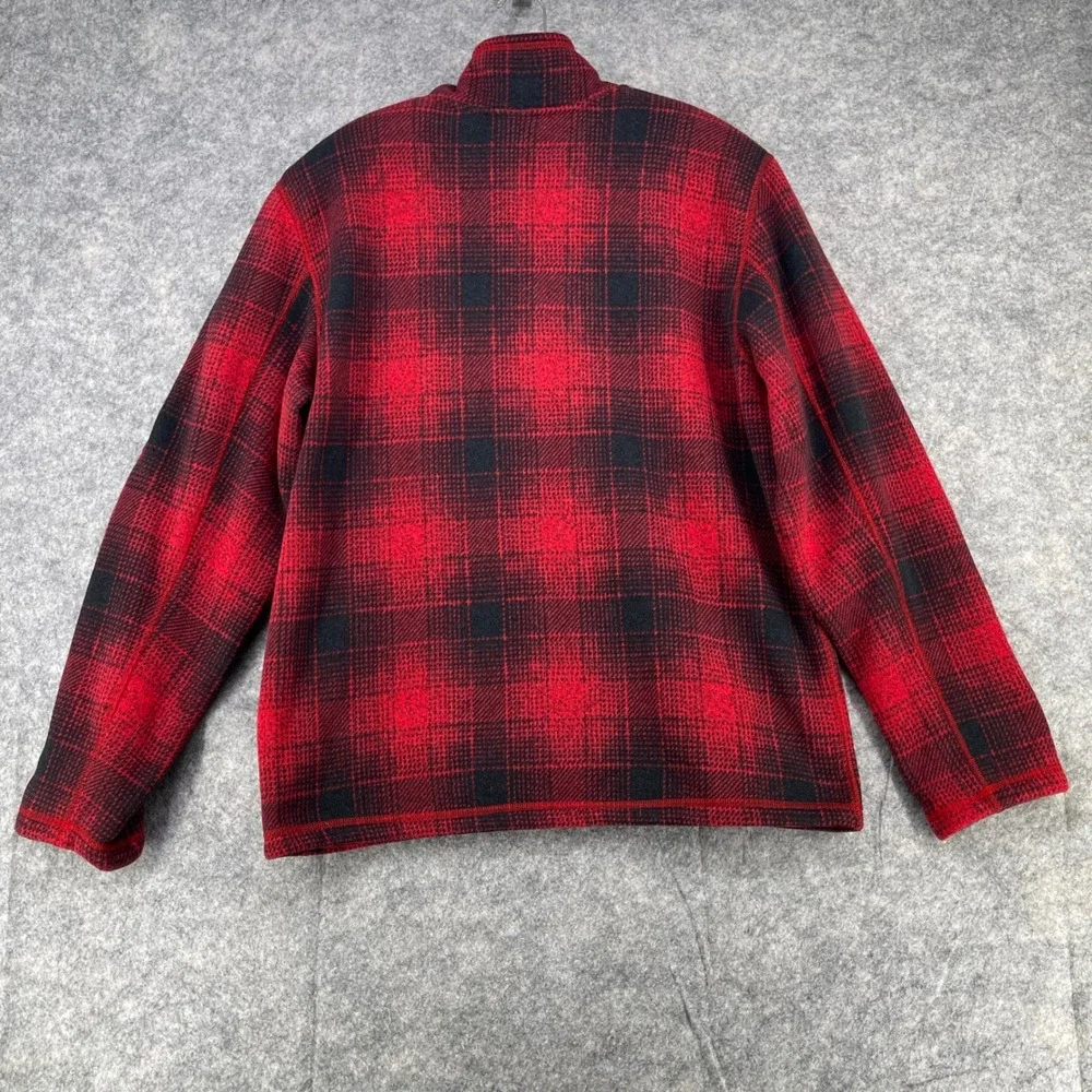 The North Face Pullover Mens XL Red  Buffalo Plaid 1/4 Zip Fleece Sweater Work